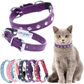 Athens Cat Collar, Leather Kitten Collar w/Rhinestones