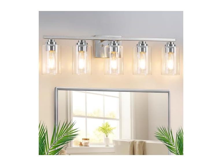 5-Light Bathroom Light Fixtures, 31" Modern Vanity Lights