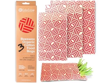 48 Pack Beeswax Organic Cotton Food Bags