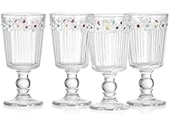 Darbie Angell Painted Daisy Tall Goblet Glasses Set of 4