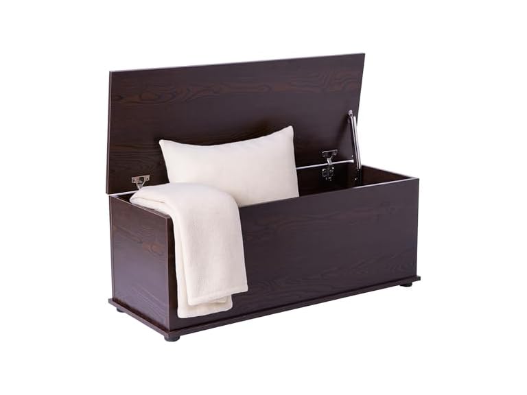 Basicwise Wooden End of Bed Storage Chest Brown