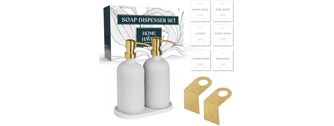 Mega Handles Glass Soap Dispenser Set