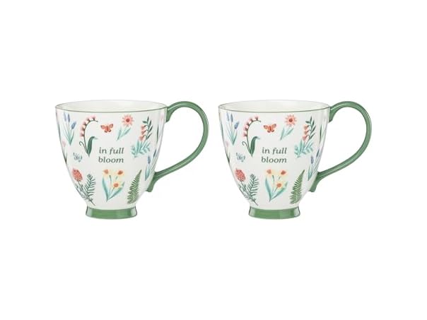 Oneida Coffee Mug Set, First Blooms Green Mugs 2 Pieces