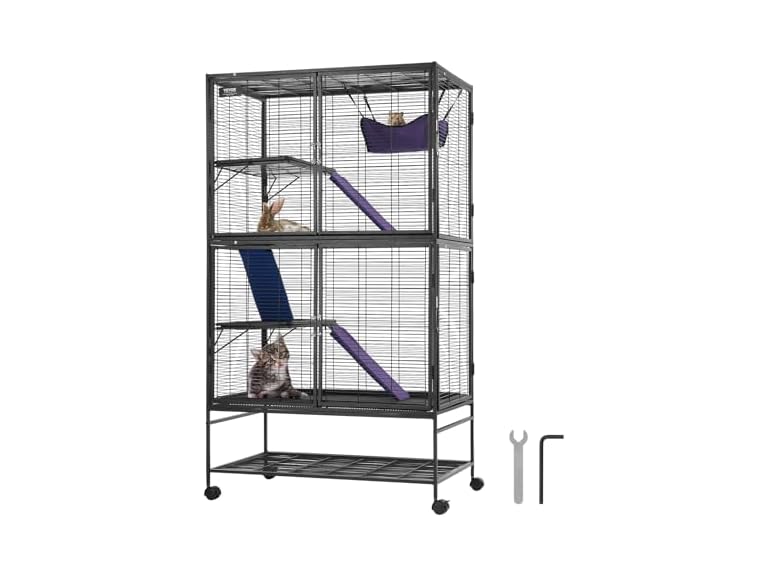 VEVOR 64.6" Rolling Metal Ferret Cage