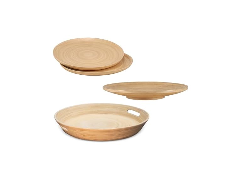 LEXA 4-Piece Handcrafted Bamboo Serving Set