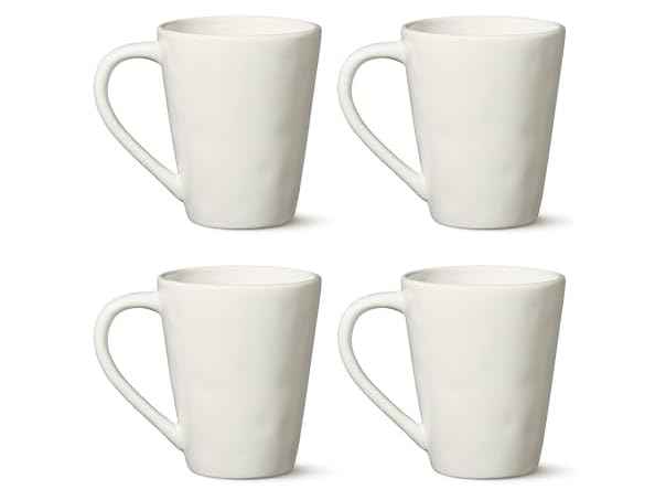 Linen Cream 14 oz Stoneware Mugs Set of 4