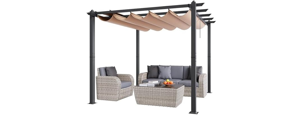 10'x10' Outdoor Retractable Pergola with Canopy