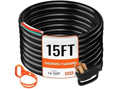 15 ft 50A RV Camp Power Cord Generator Cord