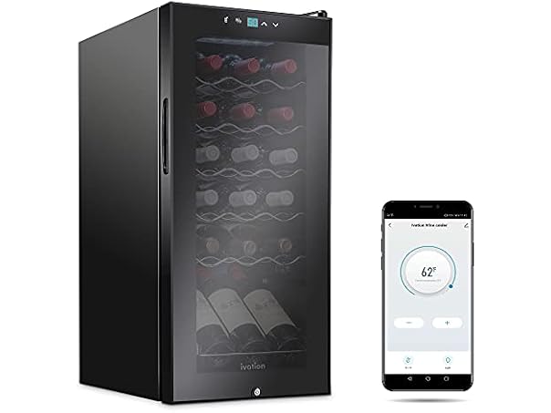 Ivation 18 Bottle Compressor Wine Cooler Refrigerator with Wi-Fi Smart App