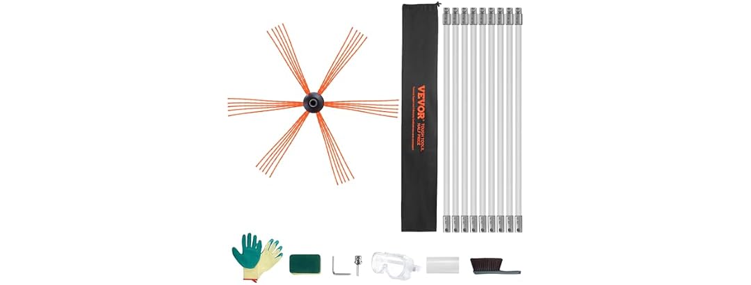30 Feet Chimney Sweep Kit, w/ 9 Reinforced Nylon