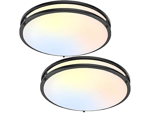 TOBUSA 50W 5600lm Bright LED Ceiling Lights Matte Black, 2 Pack