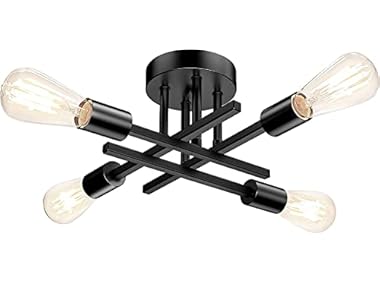 TOBUSA Semi Flush Mount Ceiling Light Fixture Matte Black