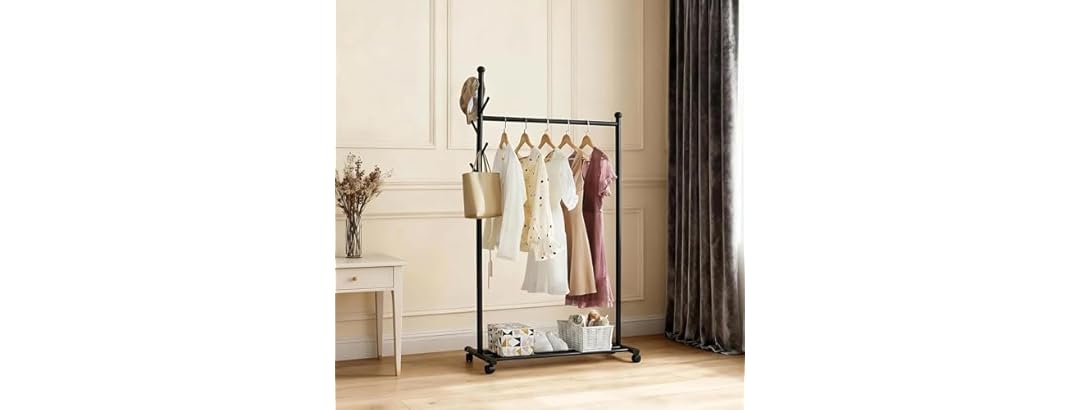 Takywep 33.86'' Length Standing Coat Rack with Wheels