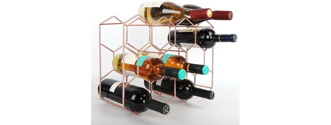 Rose Gold Countertop Wine Rack 14 Bottles