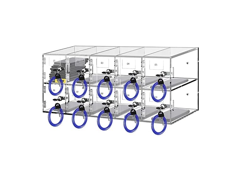 Cell Phone Storage Locker, 10 Slots Acrylic