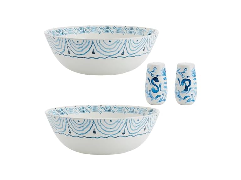 Fitz and Floyd Sicily Blue Italian Design Serve Bowls Set of 2