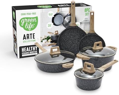 GreenLife 8 Piece Ceramic Nonstick Cookware Set