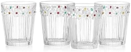Painted Daisy Double Old Fashion Glasses Set of 4