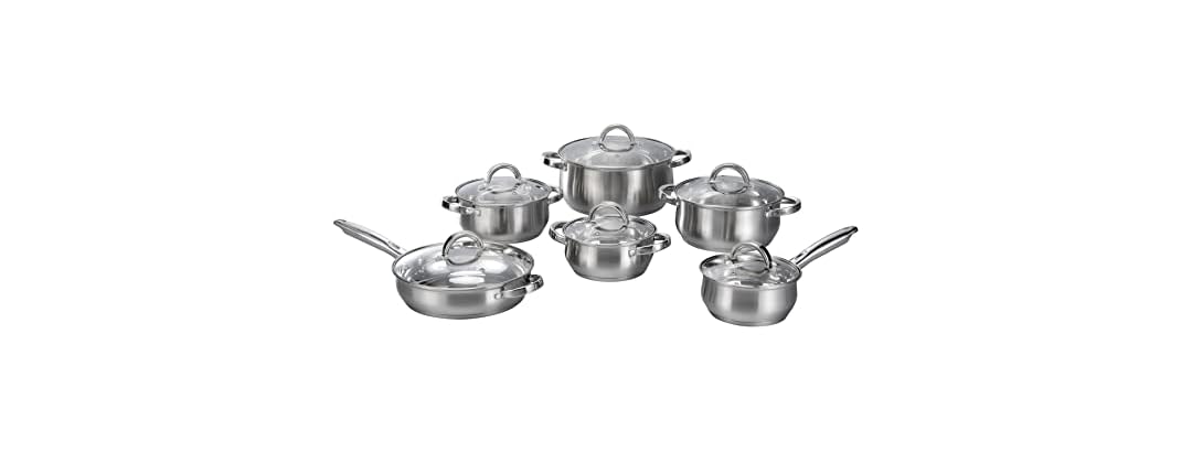 12-Piece Cookware Sets with Glass Lid