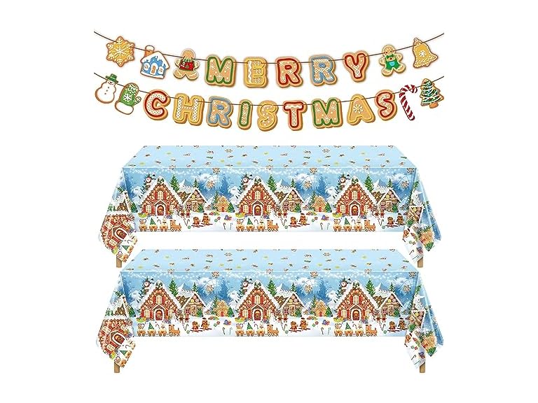 6 Pcs Gingerbread Tablecover & Banner
