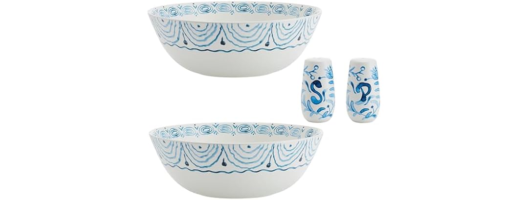 Fitz and Floyd Sicily Blue Italian Design Serve Bowls Set of 2