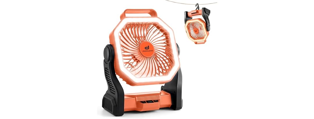 Odoland Orange Rechargeable Camping Fan
