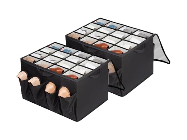 STORAGEIDEAS Fabric Shoe Organizer for Closet Black, 2 Pack