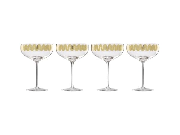 Cambridge Gold Decal Coupe Glasses, Set Of 4