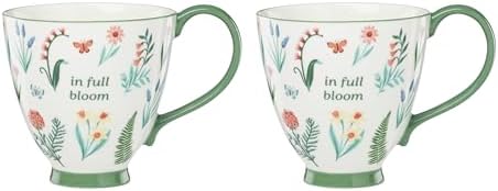 Oneida Coffee Mug Set, First Blooms Green Mugs 2 Pieces
