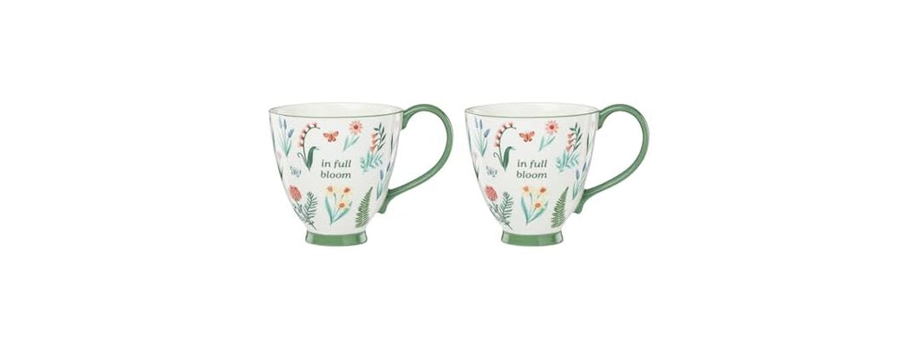 Oneida Coffee Mug Set, First Blooms Green Mugs 2 Pieces