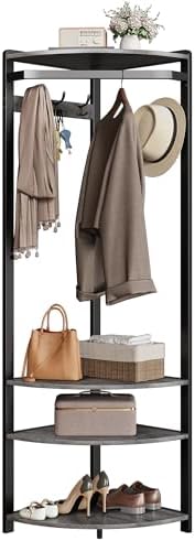 MOVECOM Coat Rack with Shoe Storage,Grey
