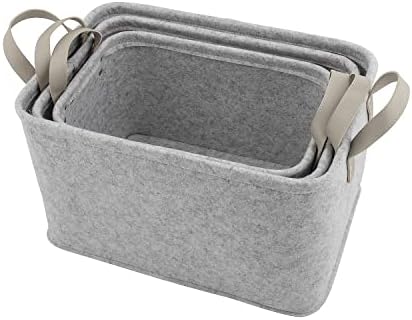Grey Felt Storage Basket Set, 3 Pieces