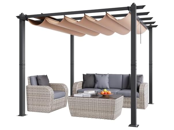 10'x10' Outdoor Retractable Pergola with Canopy