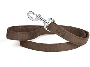 Dogline Comfort Microfiber Flat Leash for Dogs, Brown