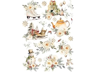 Craft Kreatively White Christmas Rice Paper, 11.5 x 1