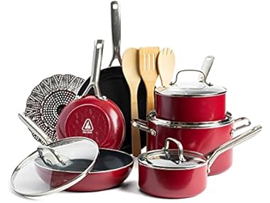 Red Volcano Textured Ceramic Nonstick Set