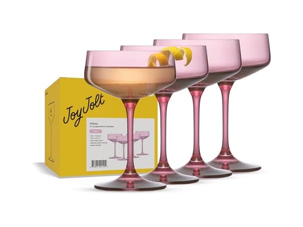 JoyJolt Sidney Cocktail Coupe Glasses Set of 4