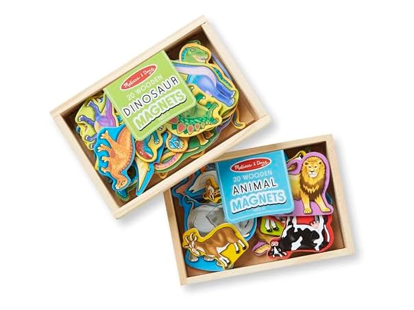 Melissa & Doug Wooden Magnets Set - Animals and Dinosaurs