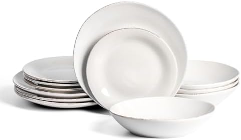 Stone Lain Essence 12-Piece Dinnerware Set Stoneware, White