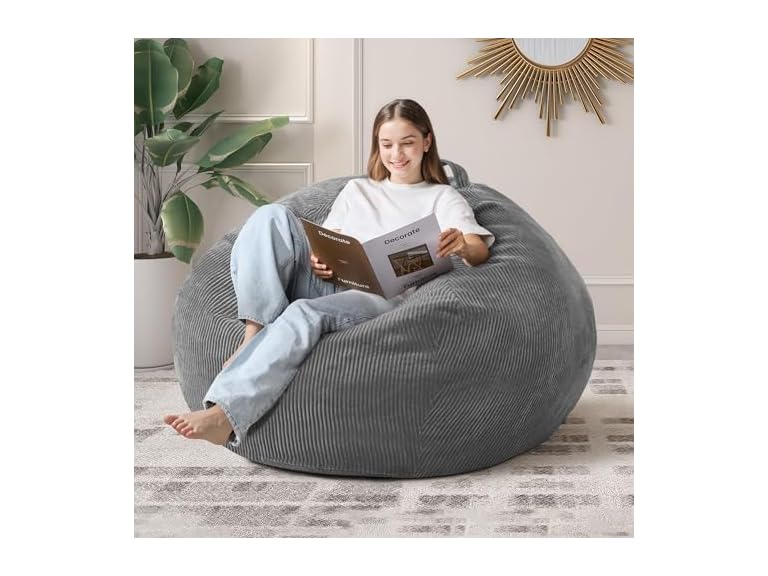 Cansunna 4FT Teardrop Bean Bag Chair Grey