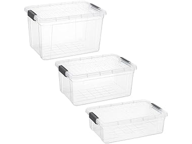 Superio Clear Storage Boxes with Lid, 3 Pack