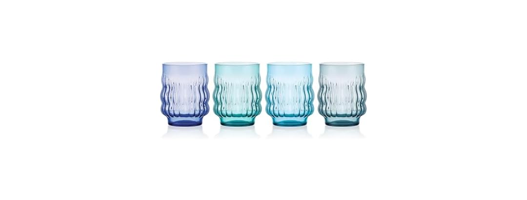 Mikasa Waves Colorful Optic Stackable Rocks Glasses, Set of 4