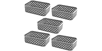 Small Plastic Storage Baskets 5-Pack