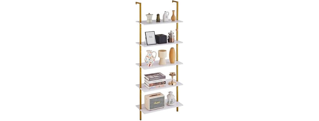 Ladder Shelf, 5-Tier Bookshelf 24x11.8in White