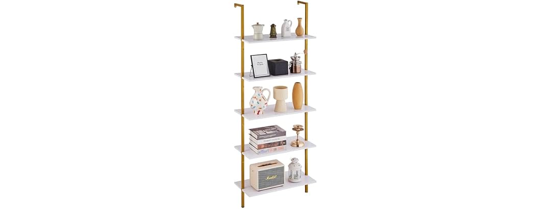 Ladder Shelf, 5-Tier Bookshelf 24x11.8in White