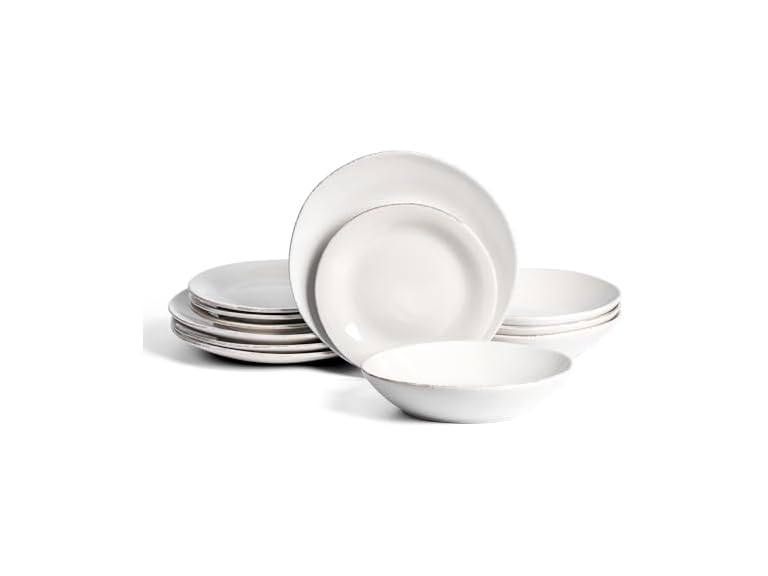 Stone Lain Essence 12-Piece Dinnerware Set Stoneware, White
