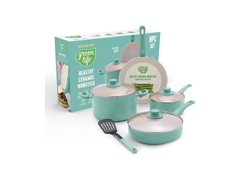 GreenLife Soft Grip 8 Piece Cookware Set