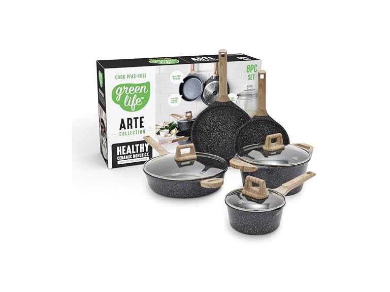 GreenLife 8 Piece Ceramic Nonstick Cookware Set
