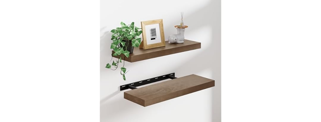 Heimlove Walnut Floating Shelves Set of 2
