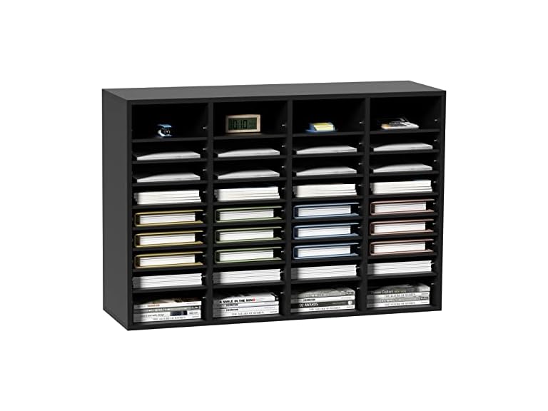 Wood Literature Organizer, 36 Compartments, File